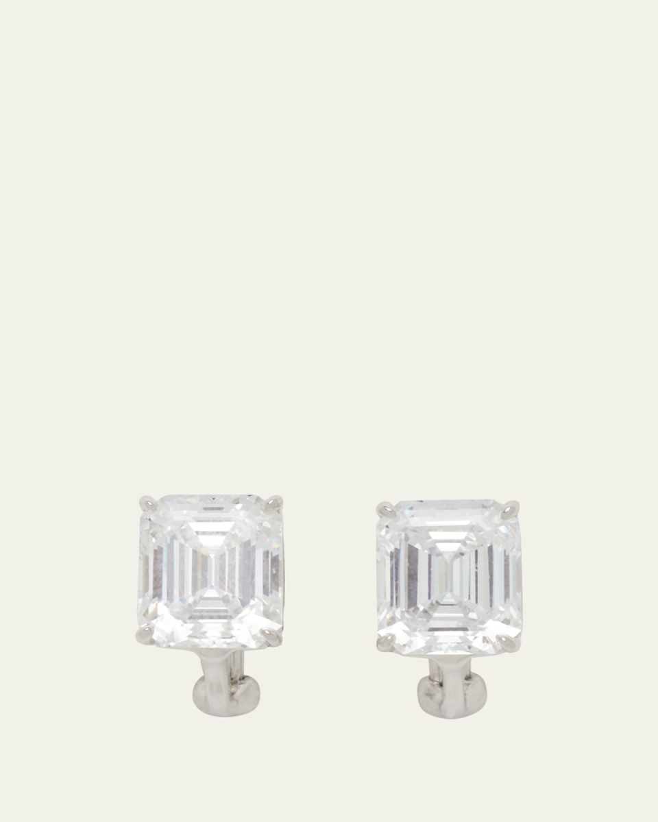 Sterling Silver 6.5ct Emerald-Cut Stud Earrings